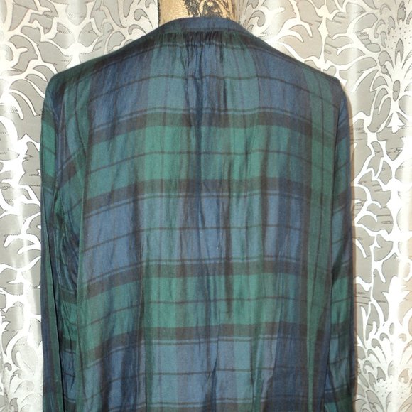 Green and Blue Tartan Plaid Style Blouse/Tunic - Picture 5 of 6